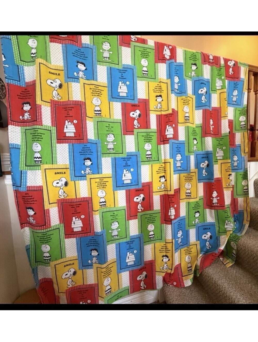 Vintage Sears Perma Prest Peanuts Twin Flat Sheet No Tag 66x96